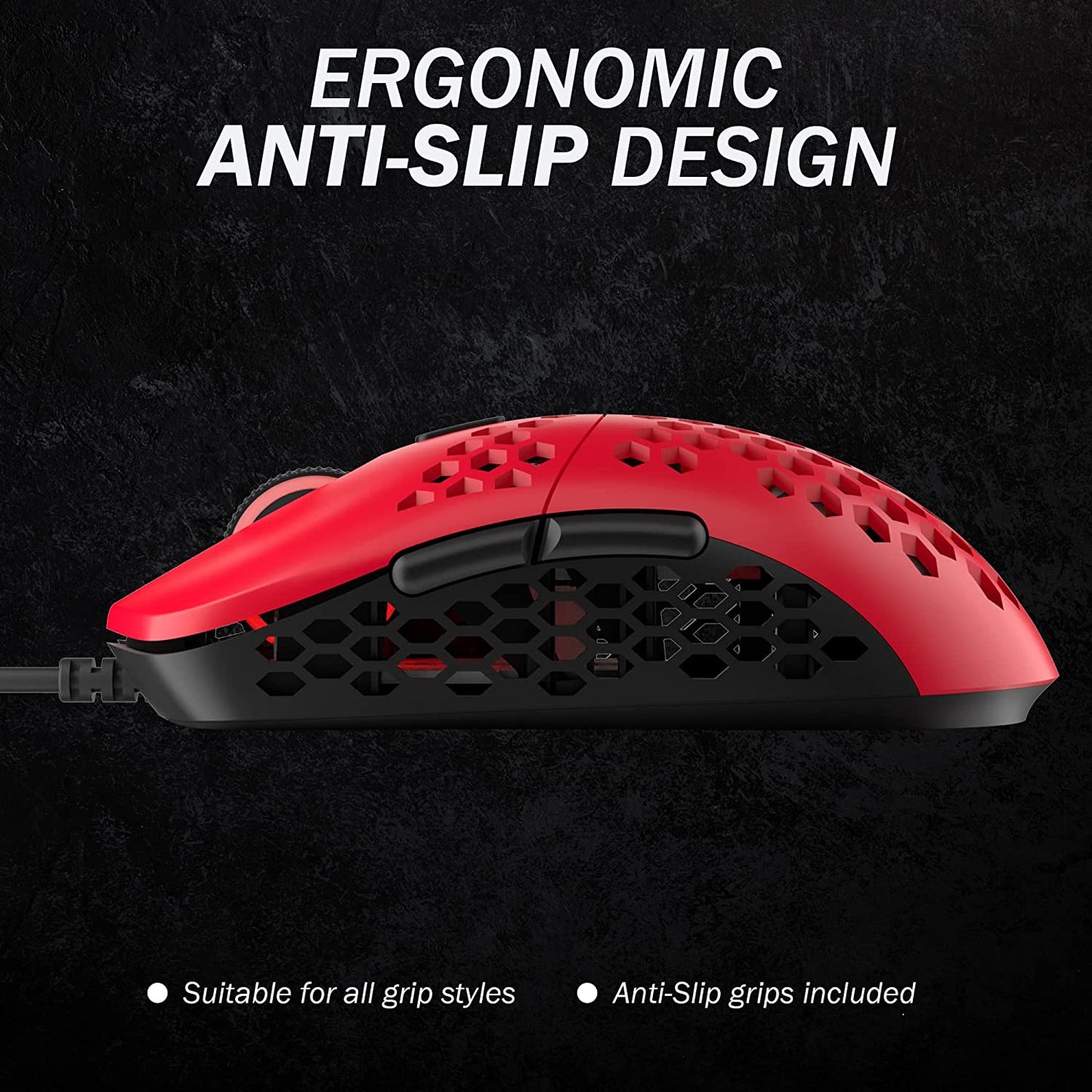 Mira M Ultra Lightweight Honeycomb Shell Wired RGB Gaming Mouse - up to 12 000 Cpi | 6 Buttons - 63G Only (Mira-M, Monza Red)