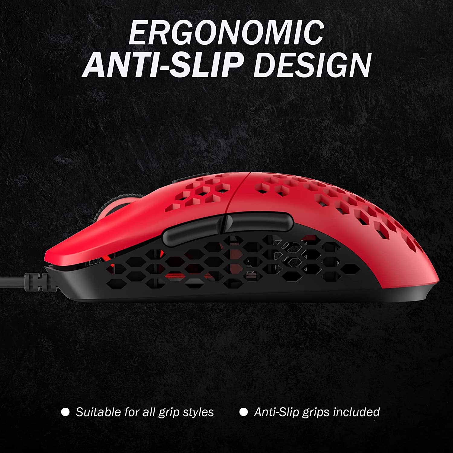 Mira M Ultra Lightweight Honeycomb Shell Wired RGB Gaming Mouse - up to 12 000 Cpi | 6 Buttons - 63G Only (Mira-M, Monza Red)